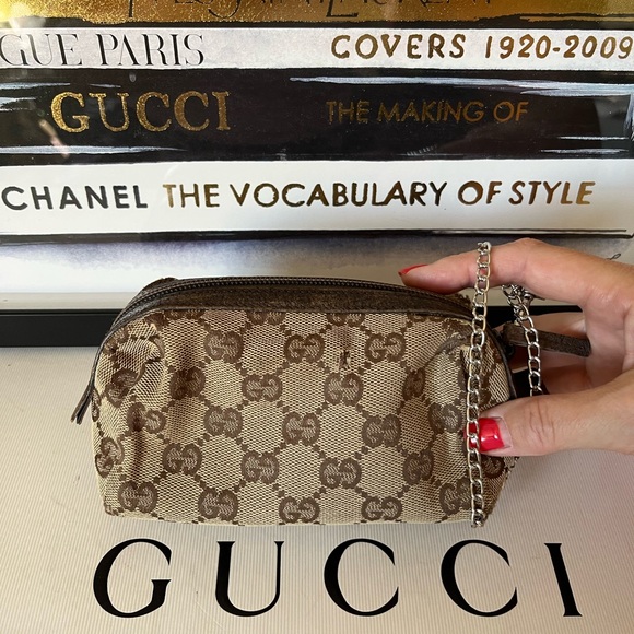 GUCCI Canvas Monogram Pouch Wristlet Vintage - Picture 14 of 17